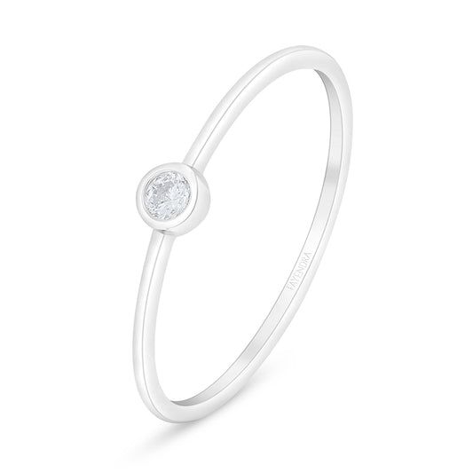 Sterling Silver 925 Ring Rhodium Plated Embedded With White Zircon