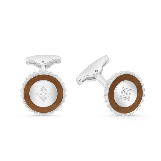 كبك ستانلس ستيل لون فضي و احجار عين النمر اصفر عيار L316