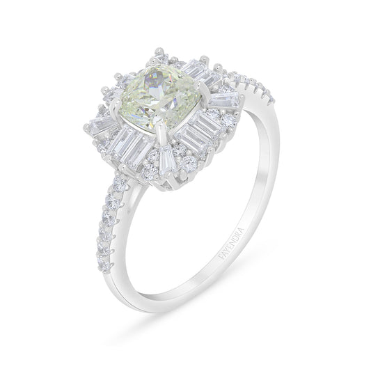 Sterling Silver 925 Ring Rhodium Plated Embedded With Diamond Zircon And White Zircon