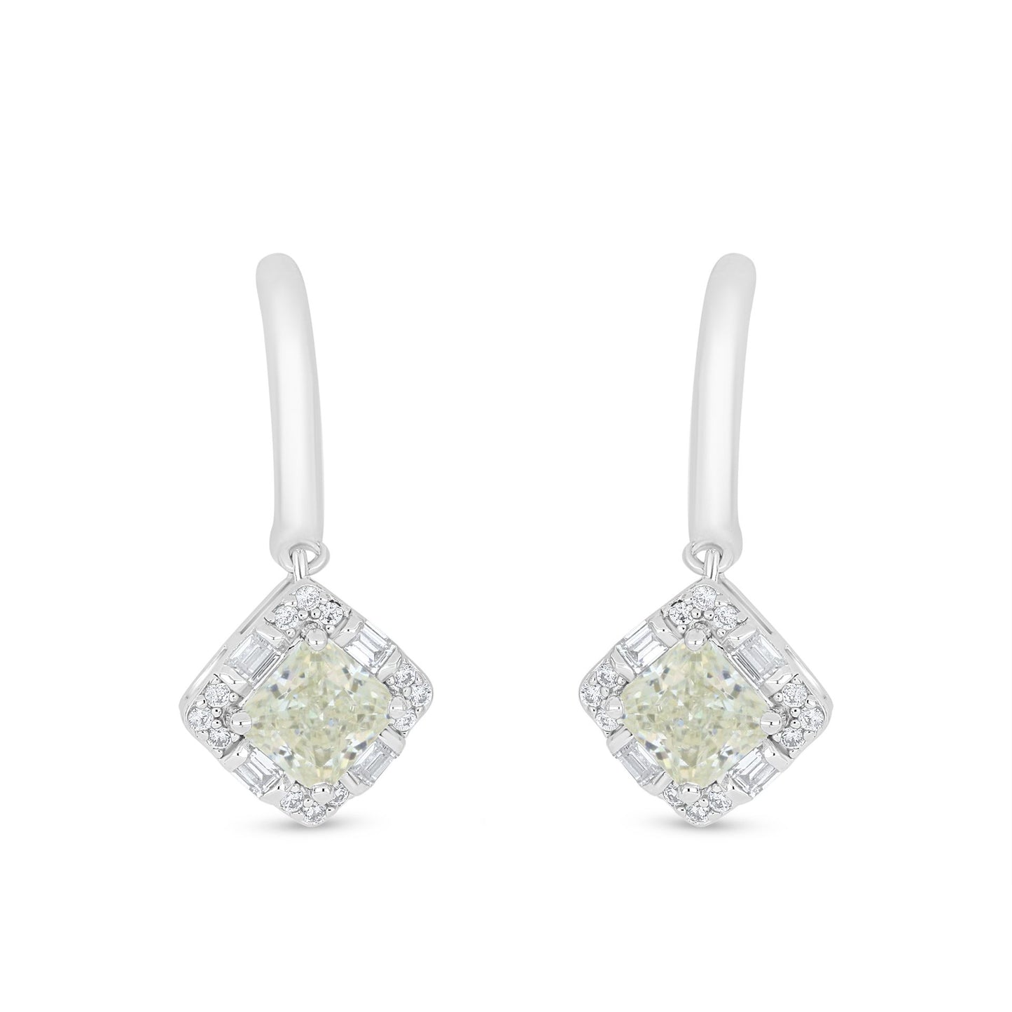 Sterling Silver 925 Earring Rhodium Plated Embedded With Diamond Zircon And White Zircon