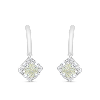 Sterling Silver 925 Earring Rhodium Plated Embedded With Diamond Zircon And White Zircon