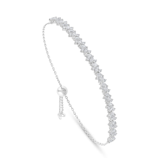 Sterling Silver 925 Bracelet Rhodium Plated Embedded With White Zircon
