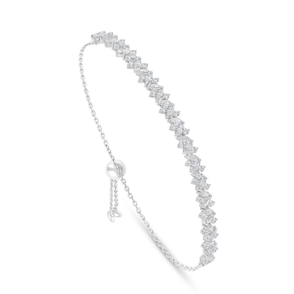 Sterling Silver 925 Bracelet Rhodium Plated Embedded With White Zircon