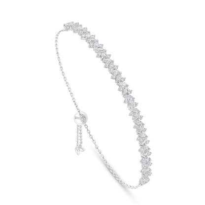 Sterling Silver 925 Bracelet Rhodium Plated Embedded With White Zircon
