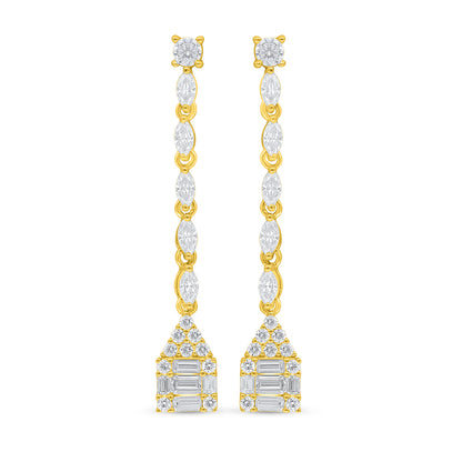 Sterling Silver 925 Earring Golden Plated Embedded With White Zircon