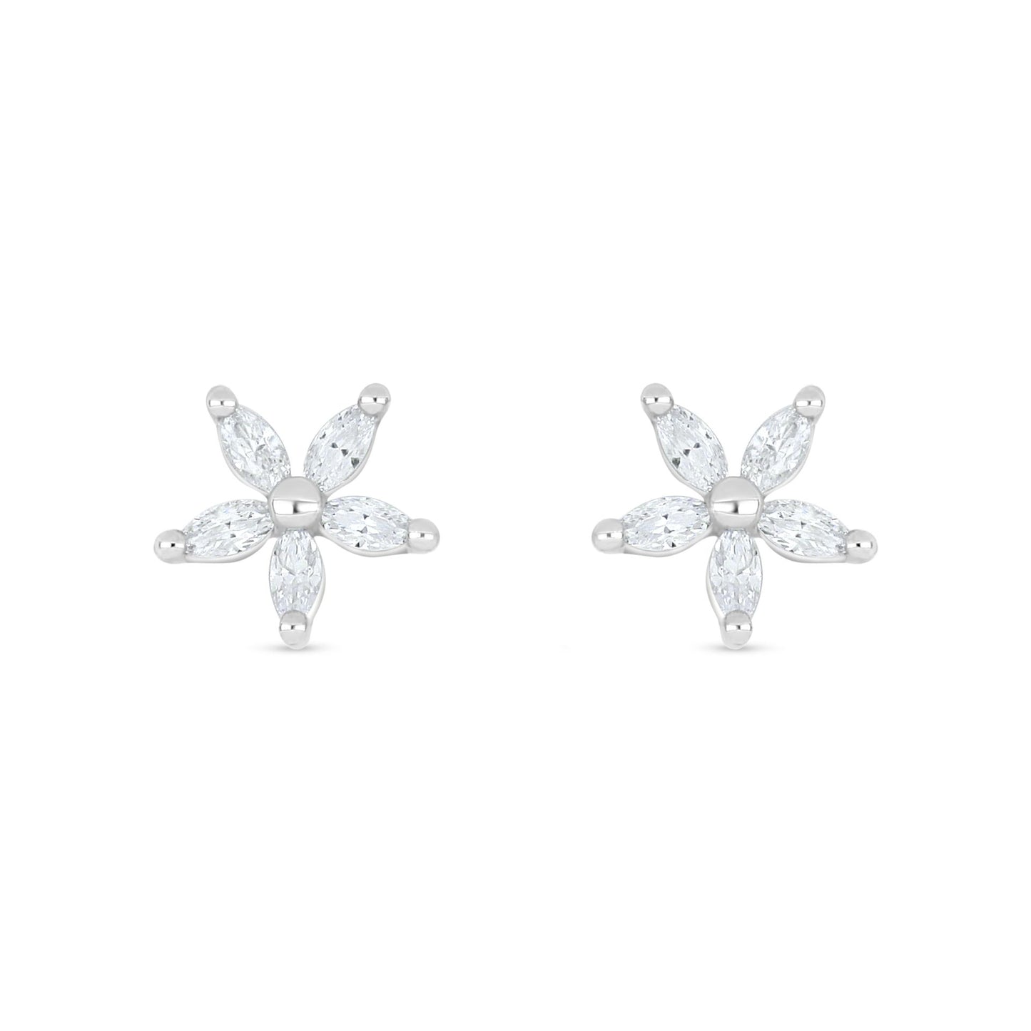 Sterling Silver 925 Earring Rhodium Plated Embedded With White Zircon
