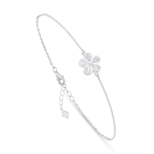 Sterling Silver 925 Bracelet Rhodium Plated Embedded With White Zircon