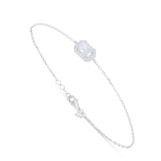 اسورة من الفضة الخالصة عيار 925 مطلية روديوم مرصعة فص ابيض