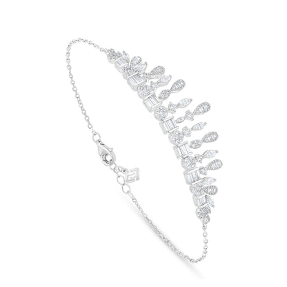 Sterling Silver 925 Bracelet Rhodium Plated Embedded With White Zircon