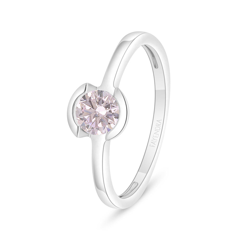 Sterling Silver 925 Ring Rhodium Plated Embedded With pink Zircon