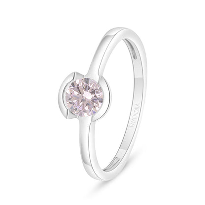 Sterling Silver 925 Ring Rhodium Plated Embedded With pink Zircon