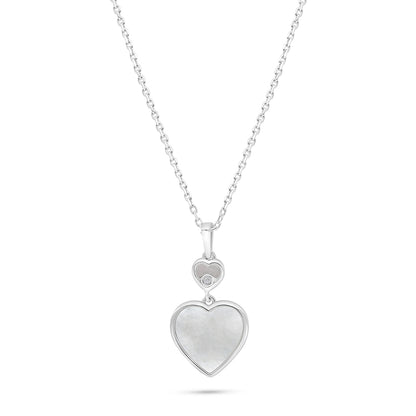 Sterling Silver 925 Necklace Rhodium Plated Embedded With white shell And White Zircon
