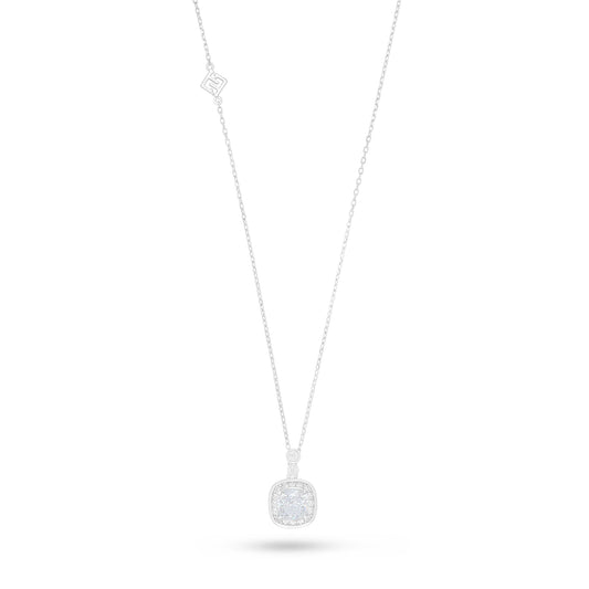 Sterling Silver 925 Necklace Rhodium Plated Embedded With White Zircon