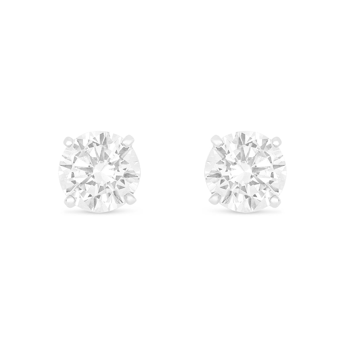 Sterling Silver 925 Earring Rhodium Plated Embedded With White Zircon