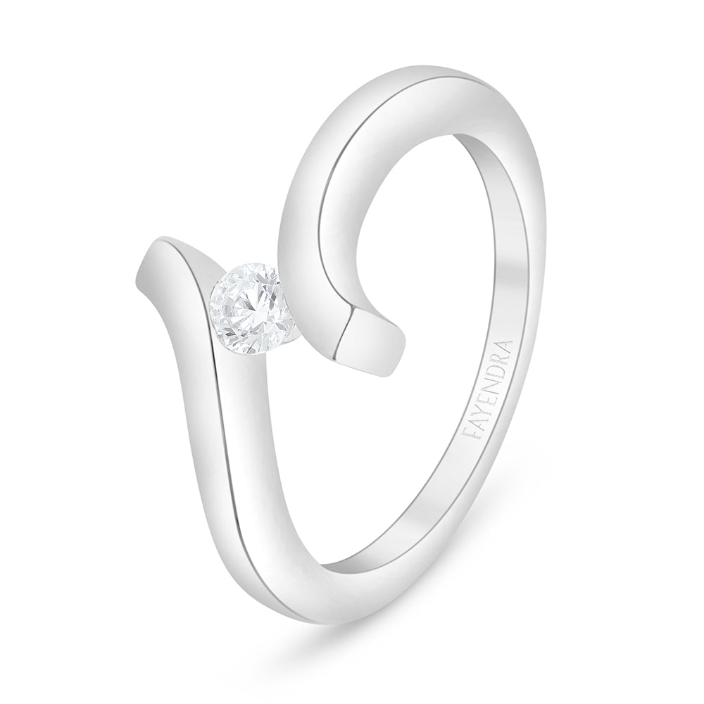 خاتم من الفضة الخالصة عيار 925 مطلي روديوم مرصع فص ابيض