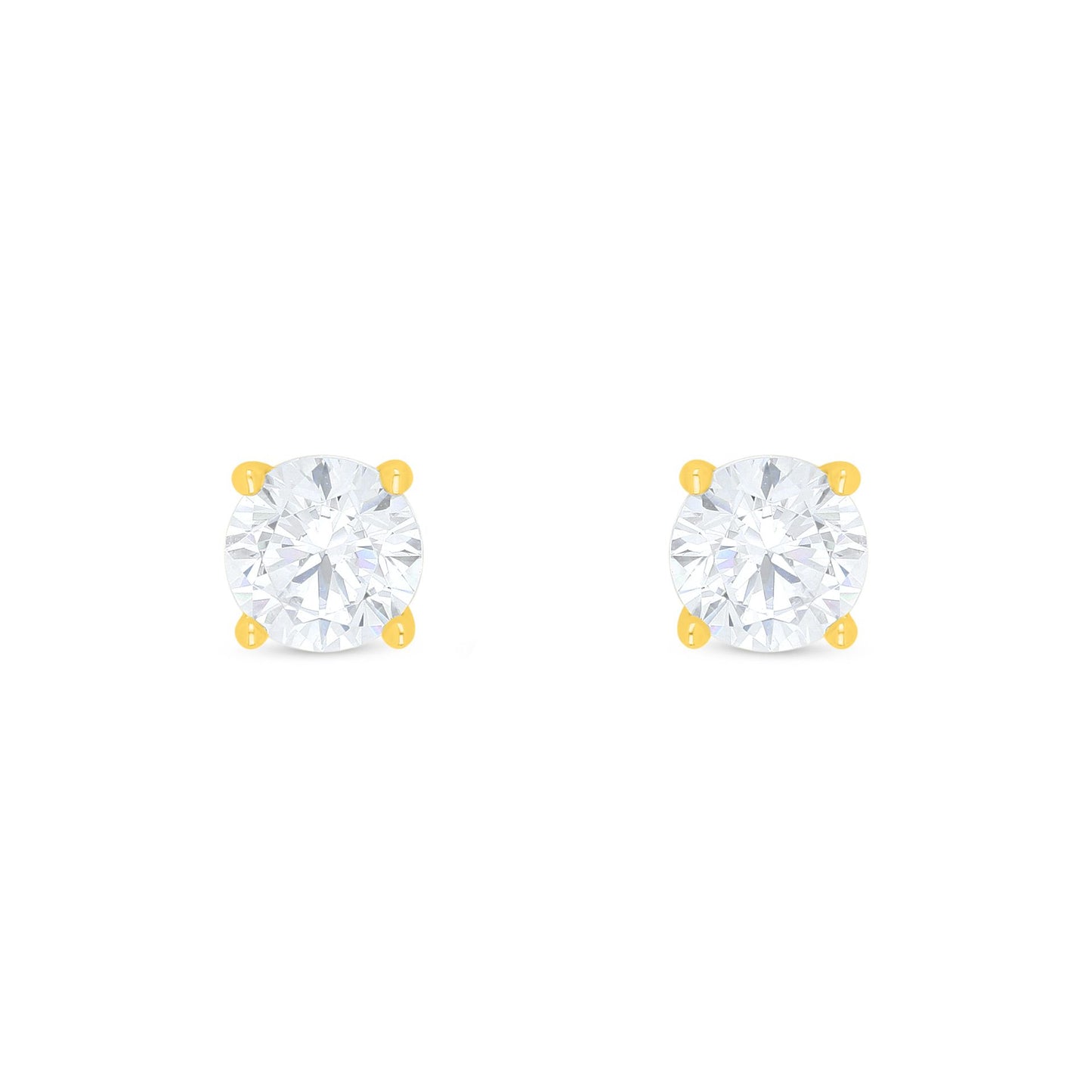 Sterling Silver 925 Earring Golden Plated Embedded With White Zircon