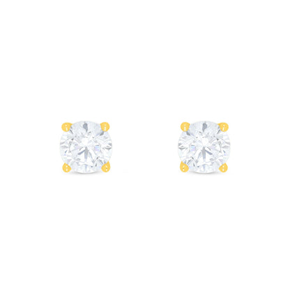 Sterling Silver 925 Earring Golden Plated Embedded With White Zircon