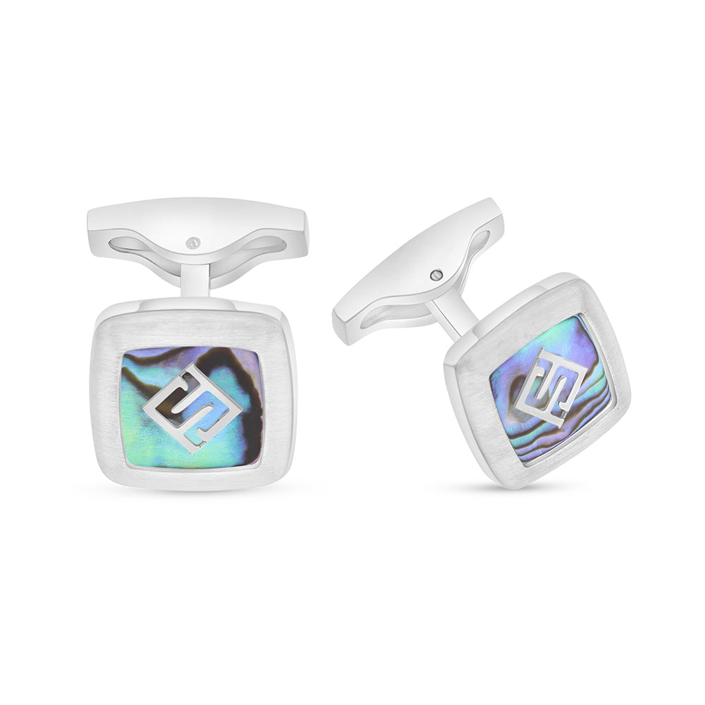 كبك ستانلس ستيل لون فضي عيار L316 مرصع احجار  صدف استرالي Matt Steel