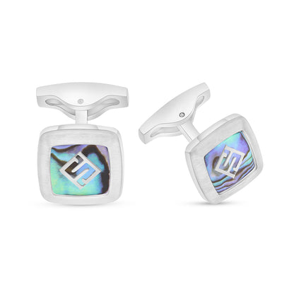 كبك ستانلس ستيل لون فضي عيار L316 مرصع احجار  صدف استرالي Matt Steel