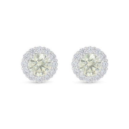 Sterling Silver 925 Earring Rhodium Plated Embedded With Diamond Zircon And White Zircon