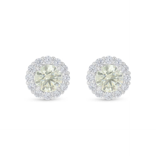 Sterling Silver 925 Earring Rhodium Plated Embedded With Diamond Zircon And White Zircon