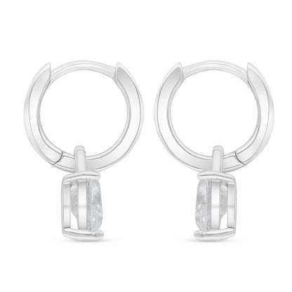 Sterling Silver 925 Earring Rhodium Plated Embedded With White Zircon