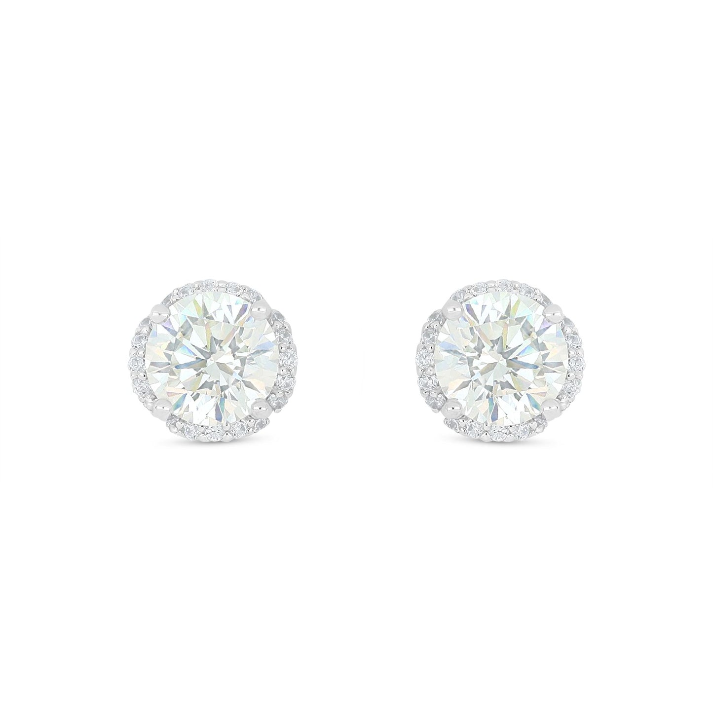 Sterling Silver 925 Earring Rhodium Plated Embedded With Diamond Zircon And White Zircon