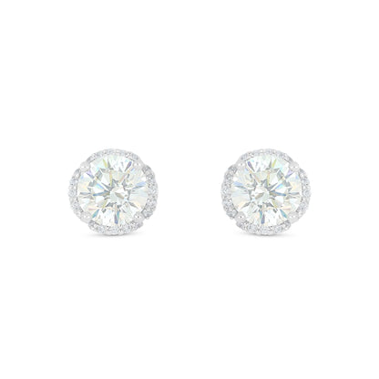 Sterling Silver 925 Earring Rhodium Plated Embedded With Diamond Zircon And White Zircon