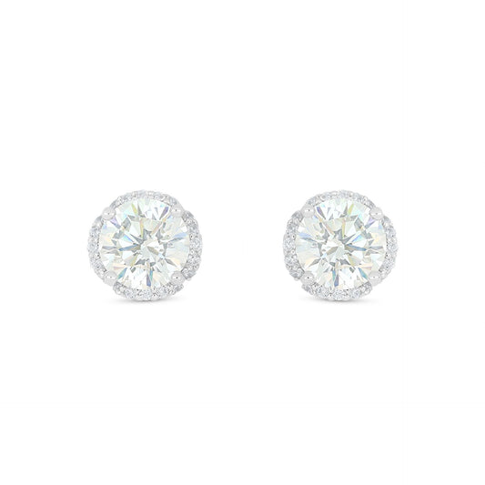Sterling Silver 925 Earring Rhodium Plated Embedded With Diamond Zircon And White Zircon