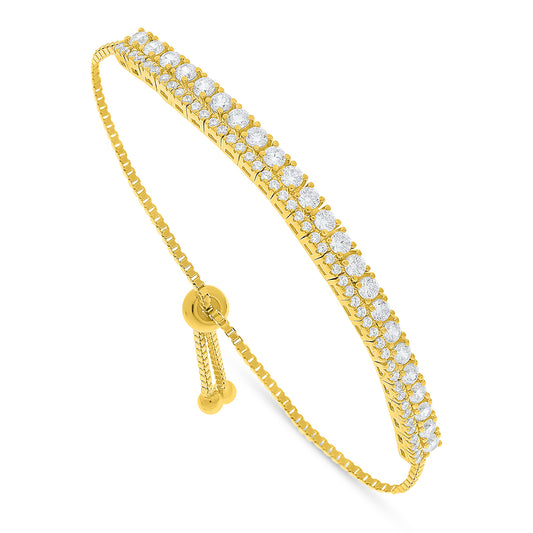 Sterling Silver 925 Bracelet Golden Plated Embedded With White Zircon