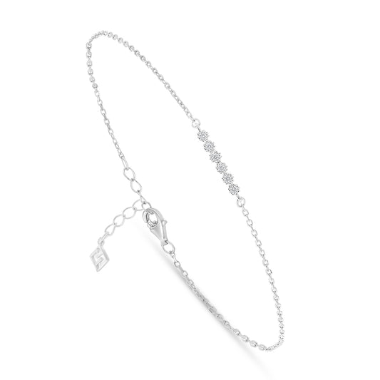 Sterling Silver 925 Bracelet Rhodium Plated Embedded With White Zircon