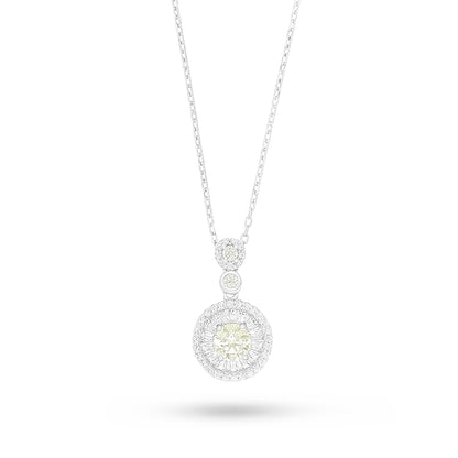 Sterling Silver 925 Necklace Rhodium Plated Embedded With Diamond Zircon And White Zircon