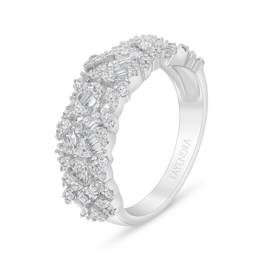 خاتم من الفضة الخالصة عيار 925 مطلي روديوم مرصع فص ابيض