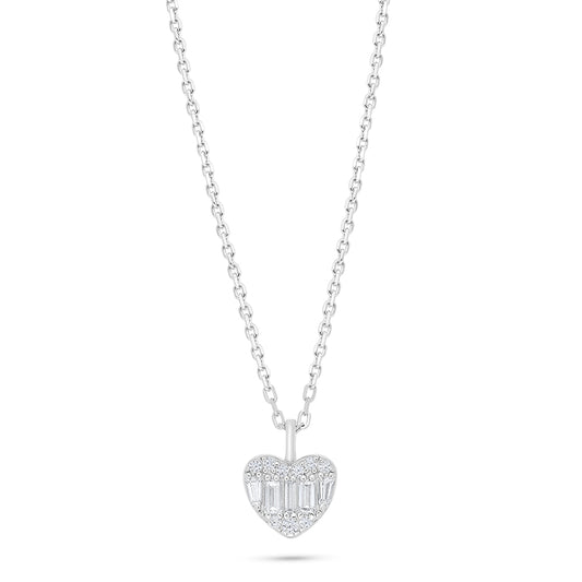 عقد من الفضة الخالصة عيار 925 مطلي روديوم مرصع فص ابيض