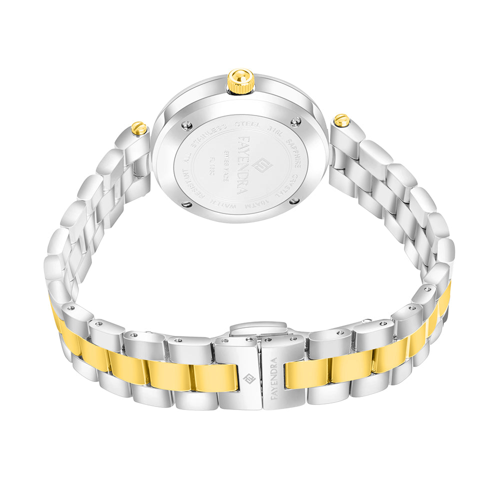 Stainless Steel 316L Watch Silver And Golden ColorAnd White Zircon  - WHITE MOP DIAL