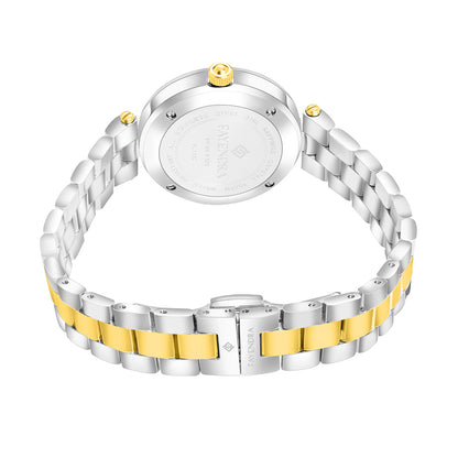 Stainless Steel 316L Watch Silver And Golden ColorAnd White Zircon  - WHITE MOP DIAL