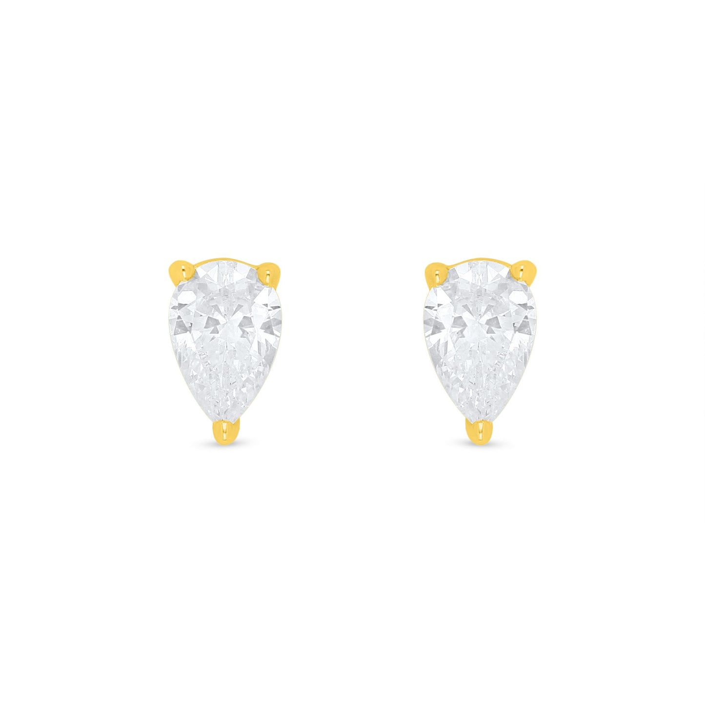 Sterling Silver 925 Earring Golden Plated Embedded With White Zircon