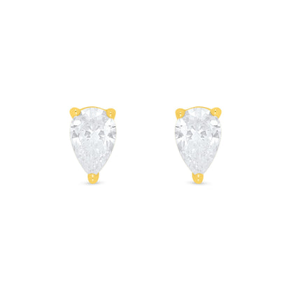 Sterling Silver 925 Earring Golden Plated Embedded With White Zircon
