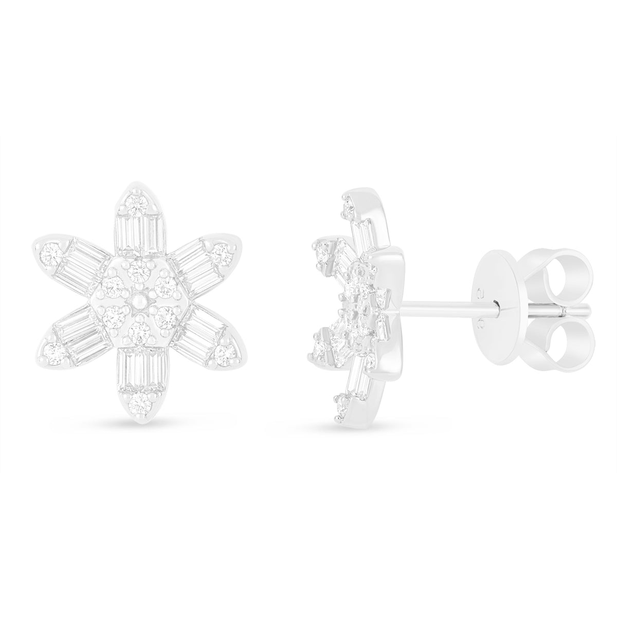 Sterling Silver 925 Earring Rhodium Plated Embedded With White Zircon
