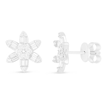 Sterling Silver 925 Earring Rhodium Plated Embedded With White Zircon