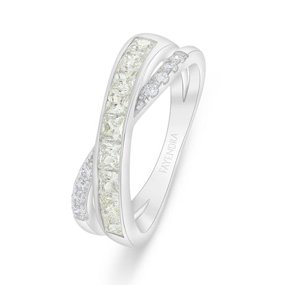 خاتم من الفضة الخالصة عيار 925 مطلي روديوم مرصع بالزركون الكناري الالماسي و فص ابيض