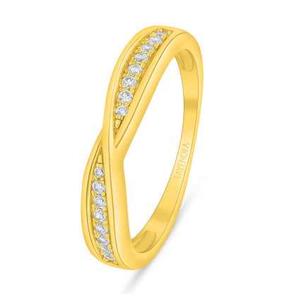 خاتم من الفضة الخالصة عيار 925 مطلي ذهبي مرصع فص ابيض