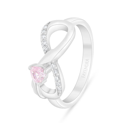 خاتم من الفضة الخالصة عيار 925 مطلي روديوم مرصع زركون بنك و فص ابيض