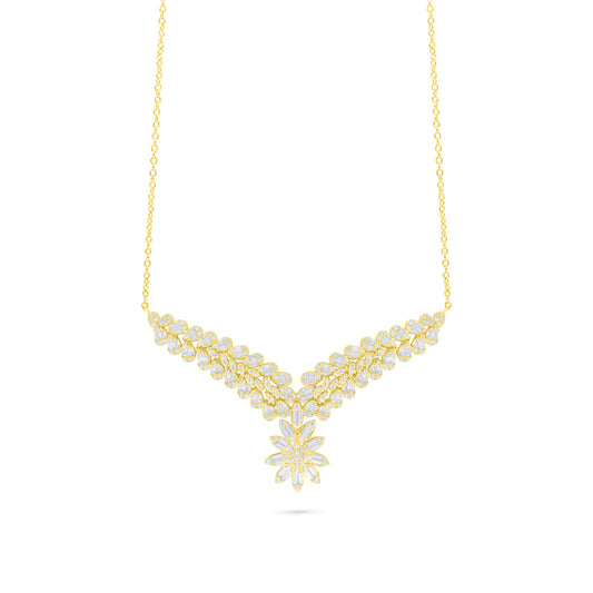 Sterling Silver 925 Necklace Golden Plated Embedded With White Zircon
