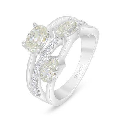 Sterling Silver 925 Ring Rhodium Plated Embedded With Diamond Zircon And White Zircon