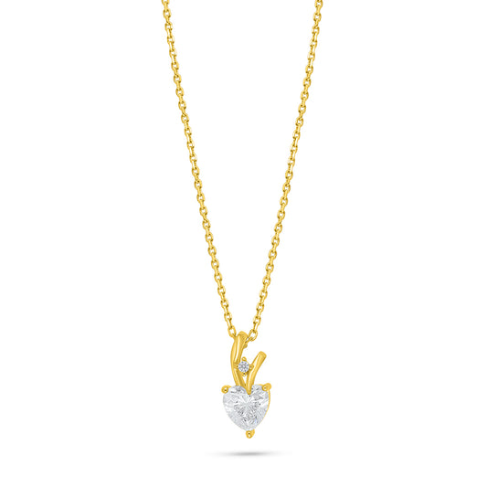 Sterling Silver 925 Necklace Golden Plated Embedded With White Zircon