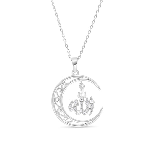 Sterling Silver 925 Necklace Rhodium Plated Embedded With White Zircon