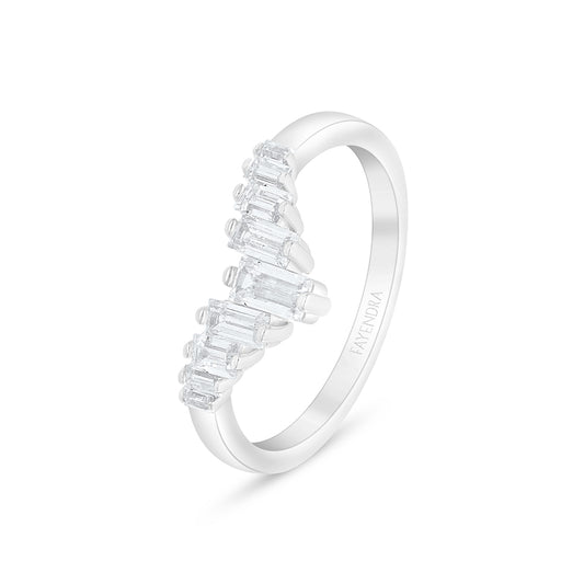 Sterling Silver 925 Ring Rhodium Plated Embedded With Diamond Zircon And White Zircon