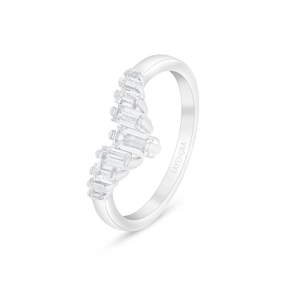 Sterling Silver 925 Ring Rhodium Plated Embedded With Diamond Zircon And White Zircon