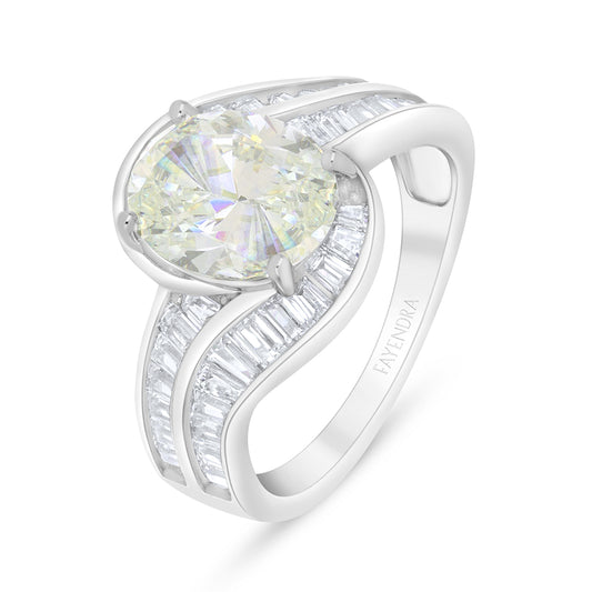 Sterling Silver 925 Ring Rhodium Plated Embedded With Diamond Zircon And White Zircon